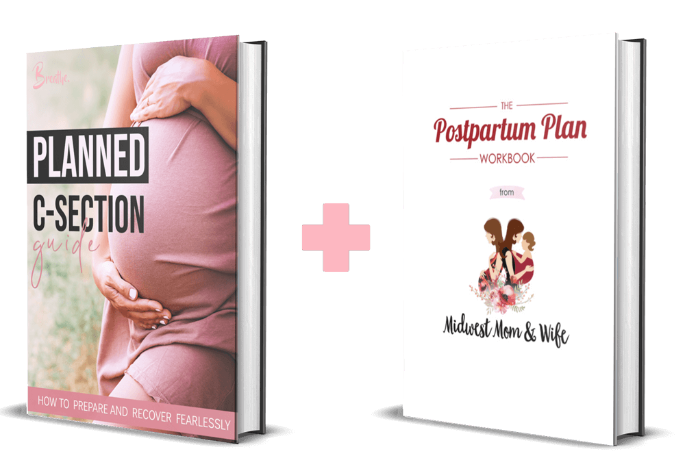 Image of planned caesarean section guide and postpartum plan workbook bundle.